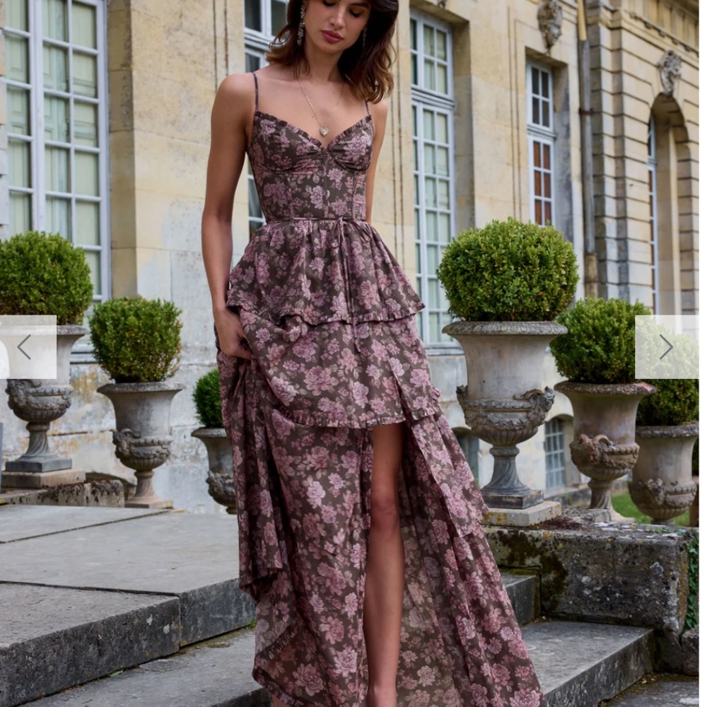 v. Chapman The Caterina Dress in Chocolate Peony Print